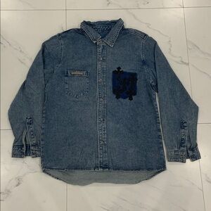 Chrome Hearts Black Cross Patches Denim Jean Jacket Men’s Size Large